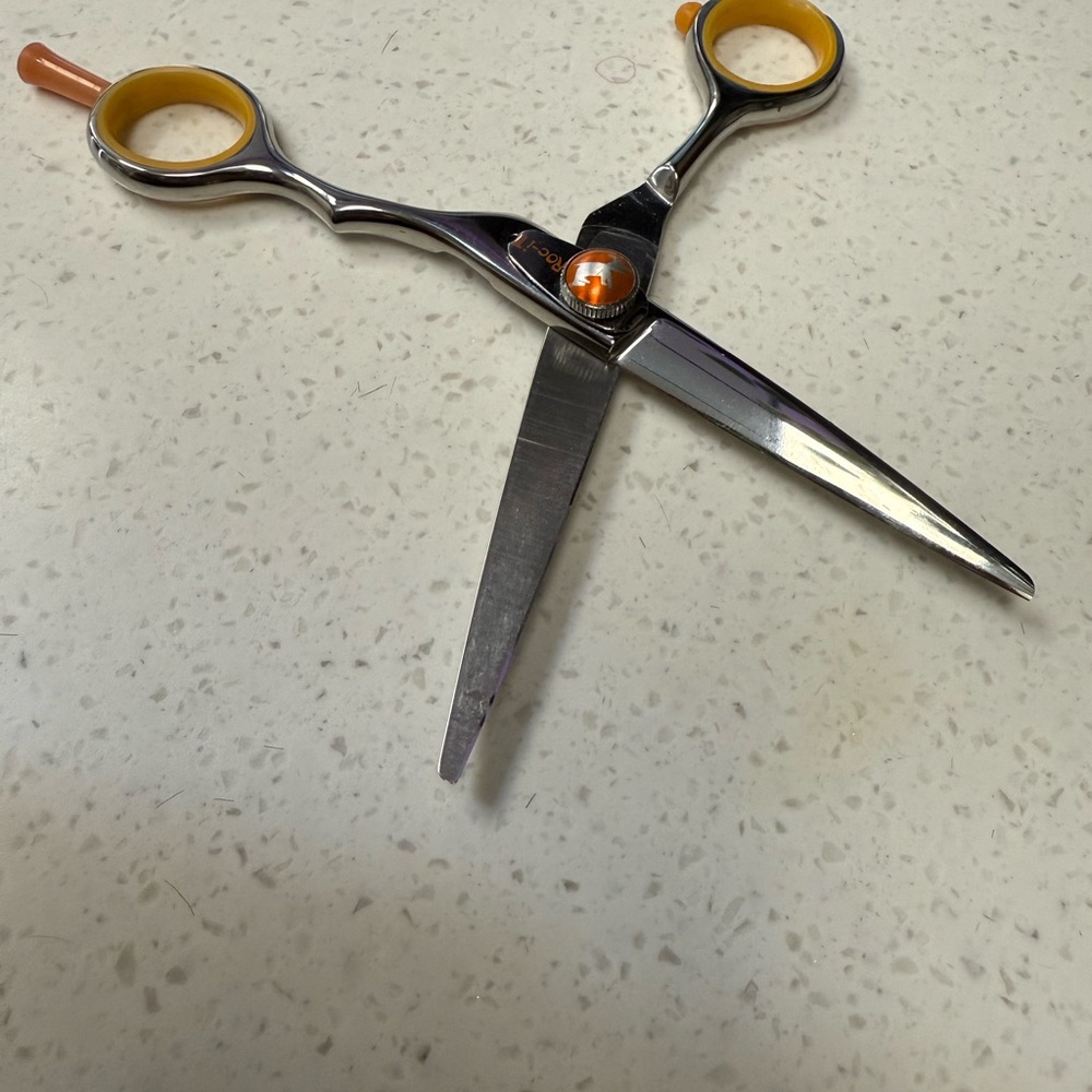 Professional Roc-it Dog R 575 Silver and Orange Hair Cutting Scissors